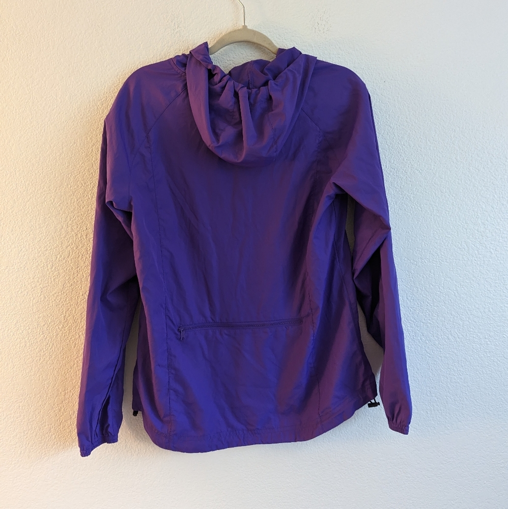 ASICS Windbreaker Jacket Full Zip Packable Purple Blue Zipper Small - Picture 2 of 4